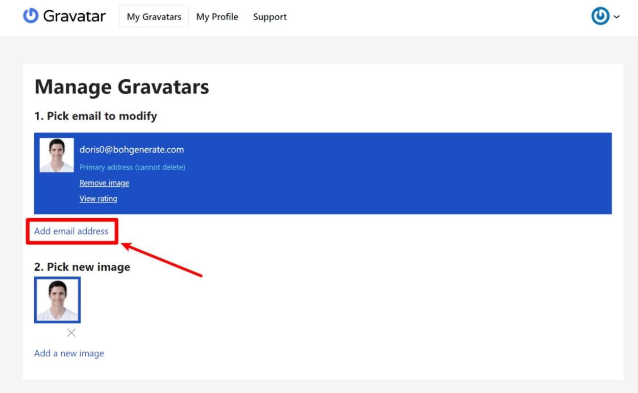 How to add a new Gravatar email address